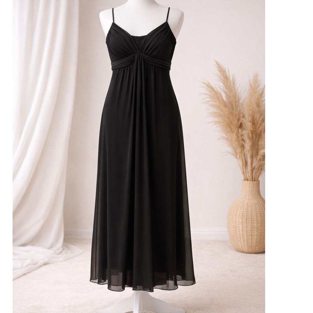 White House Black Market Dress Maxi Womens Size 10 Black Ruched Evening Party